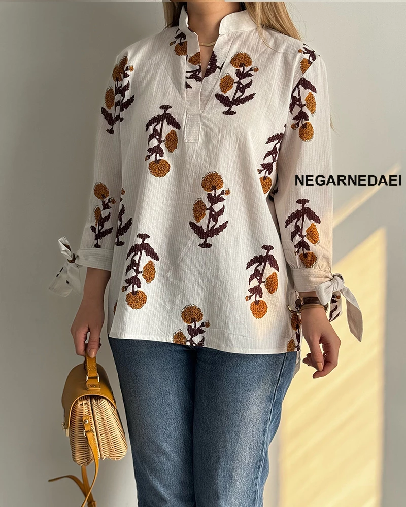 شومیزلنین کرم قهوه ای