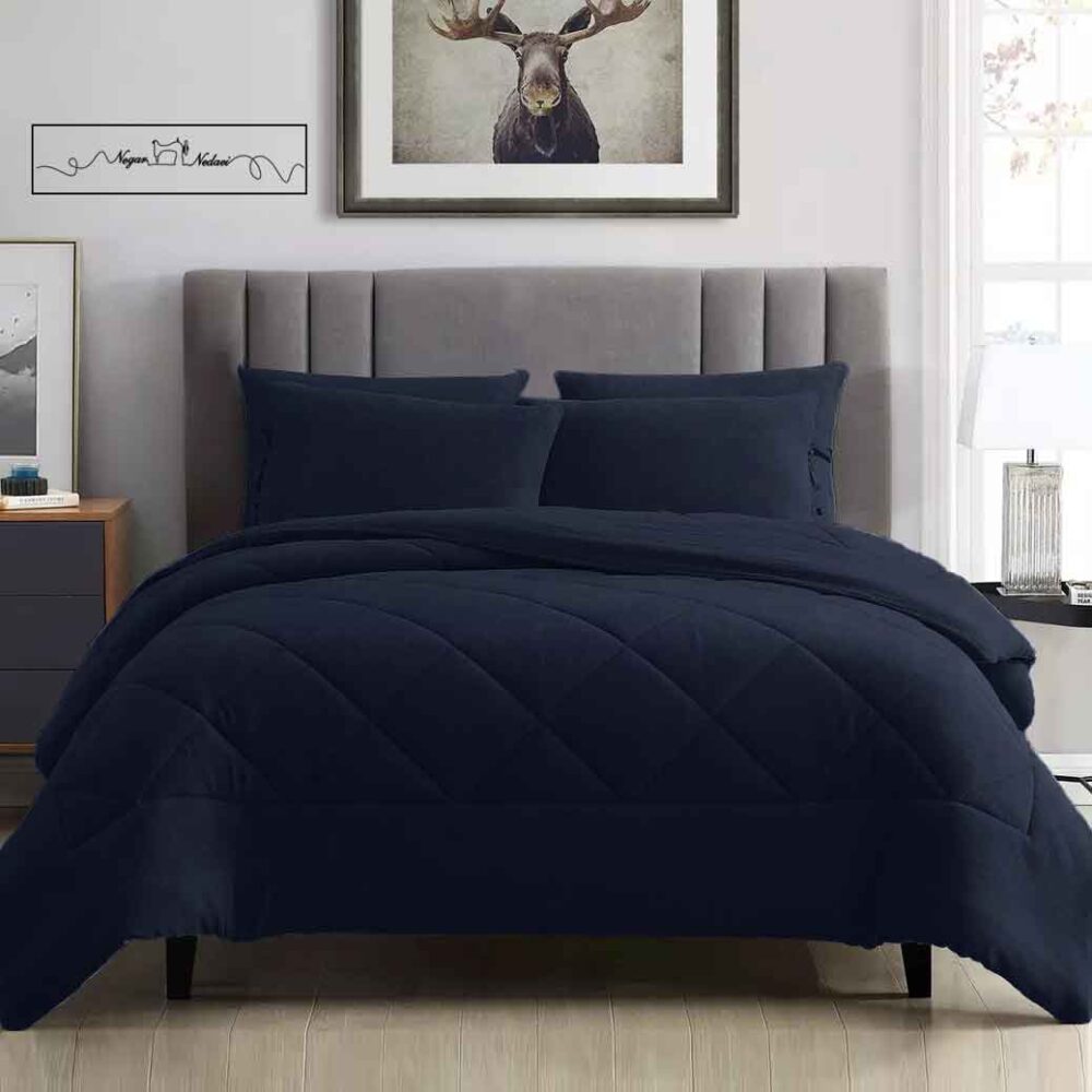روتختی مینیمال کتان مخمل طرح لوزی سرمه ای کد 102600 - Image 1