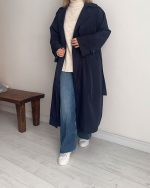 ترنچ کت Drop سرمه ای (قد بلند)