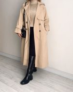 ترنچ کت Drop کرم (قد بلند)