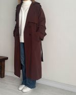 ترنچ کت Drop قد بلند (قهوه ای) - Image 5