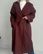 ترنچ کت Drop قد بلند (قهوه ای) - Image 6