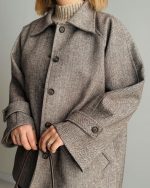 کت پشمی جناغی Latte - Image 2