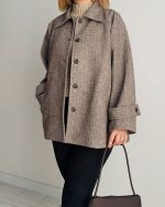 کت پشمی جناغی Latte - Image 8