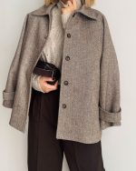 کت پشمی جناغی Latte