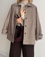 کت پشمی جناغی Latte - Image 7