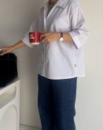 شومیز لینن Ava سفید - Image 4