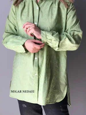 شومیز خامه دوزی لانگ (سبز)‎‎
